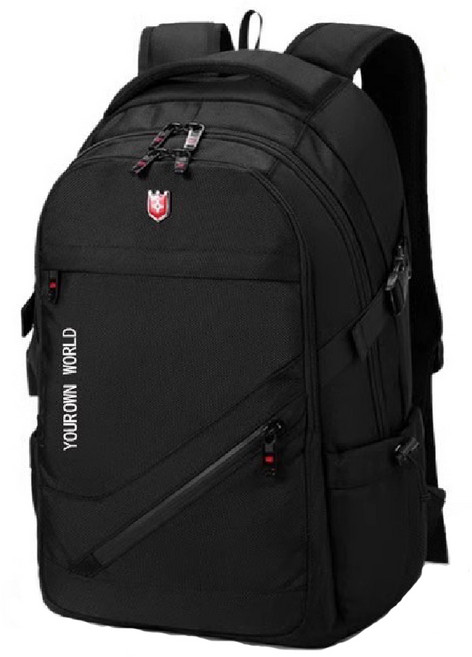 YOUROWN WORLD 軍刀款商務電腦雙肩包 多隔層筆電後背包 加大號 黑色 防潑水減壓