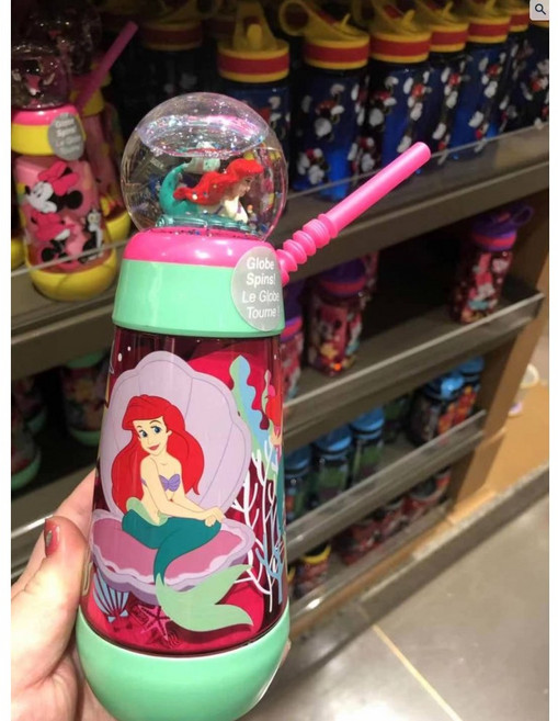 도쿄디즈니랜드 직구 캐릭터 빨대물병 스노우볼 어린이 유아물통, 1개, 320ml, 그린(인어공주)