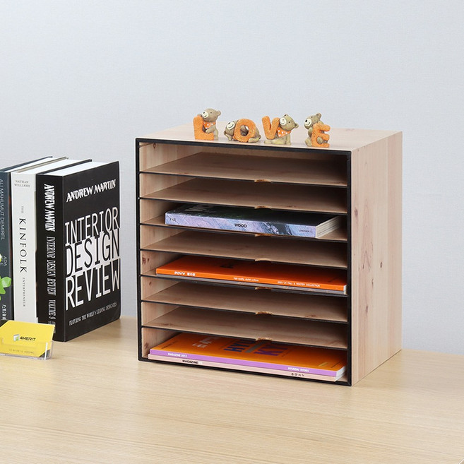 심플 A4 서류정리함, 8단 와이드, 우드