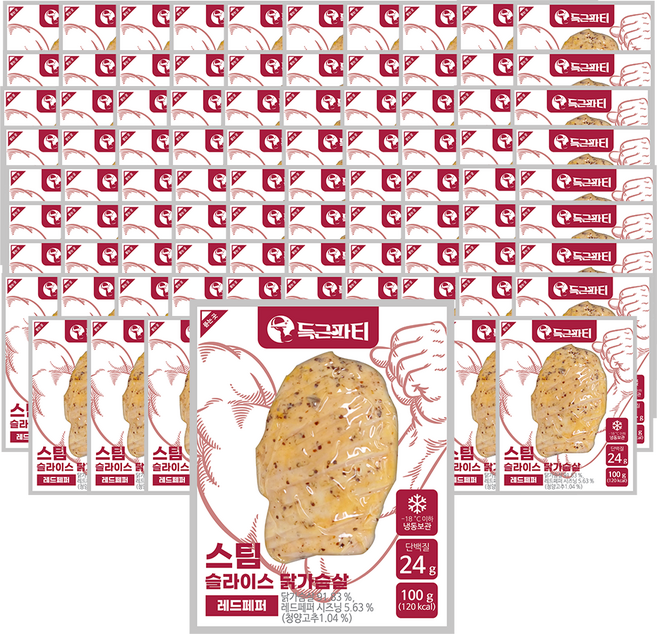 득근파티 슬라이스 닭가슴살 레드페퍼, 100개, 100g