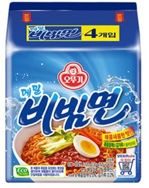 오뚜기 메밀비빔면 봉지라면 간편식 야식 사무실 PC방간식 130G 4개입, 1개