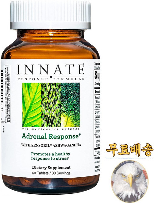 미국산 이네이트 아드레날 리스폰스 60정 아슈와간다 로디올리 Innate Adrenal Response 선물증정, 1개