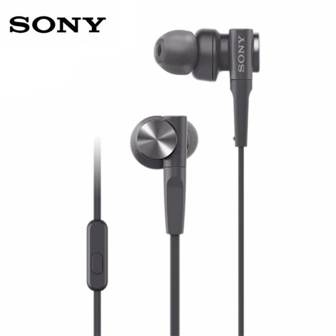 SONY MDR-XB55AP 유선 인이어 스포츠 헤드폰 Hi-Fi 스테레오 사운드 엑스트라 베이스 내장 마이크 및 인, 01 black