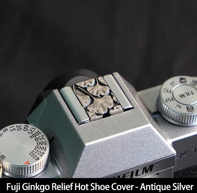 메탈 핫슈 커버 버튼 레트로 앤틱 실버 방진 (후지필름 XS20 XT50 XM5 니콘 캐논 소니 카메라 액세서리용), 28 Fuji-Ginkgo Cover