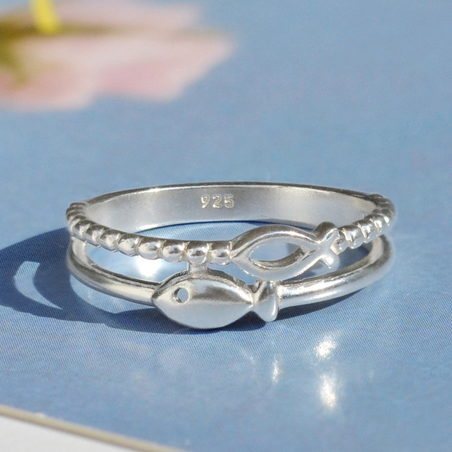 반지소 다올 실버925 행운 두줄 물고기 반지