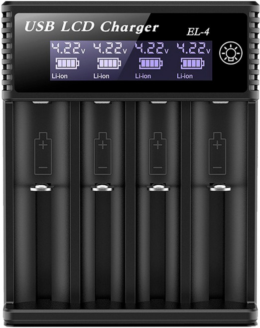 【4槽款】電池充電器 智能 LCD 鎳氫電池 鋰電池充電 Type-C USB, 1個