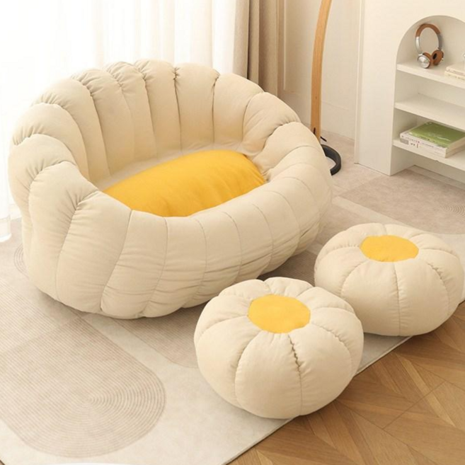 패브릭 1인용 빈백 좌식소파 푹신한 미니 쇼파 쿠션형 인테리어 자취 원룸 소파, 2인용 스툴세트