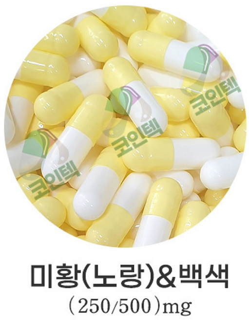 코인텍 빈알약 공캡슐 500개1팩 100mg~500mg, 250mg, 500개, 노랑-백색250mg