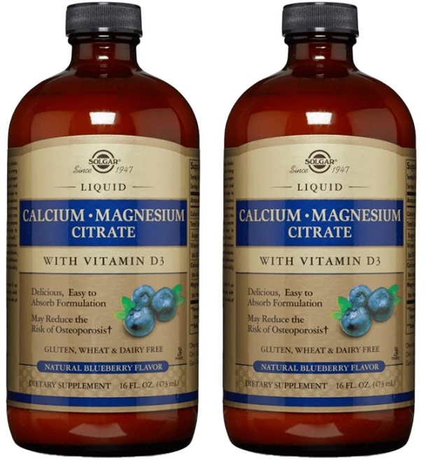 솔가 리퀴드 칼슘 마그네슘 구연산 비타민 D3 내추럴 블루베리, 2개, 473ml - 쿠팡