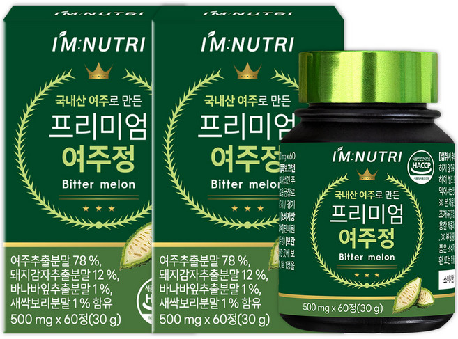 아임뉴트리 프리미엄 여주정 국내산 여주 돼지감자 함초 겨우살이 바나바잎, 2개, 60정