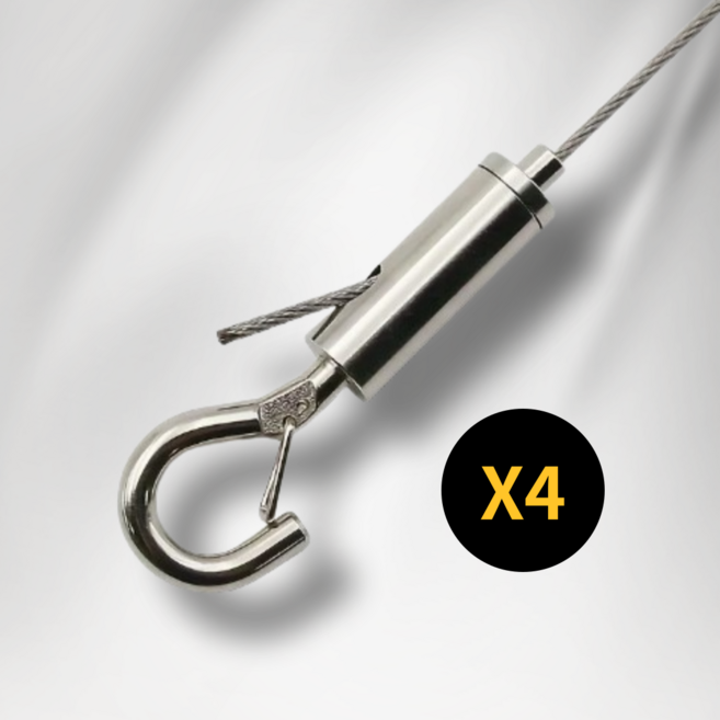 와이어 고정 후크 (4개세트) 액자걸이 와이어로프 고정 고리 부속품 단품, 와이어 고정 후크(0.8mm~1.6mm용)