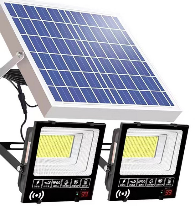 태양광 패널 태양광 LED 가로등 태양열 정원등 태양광 투광등 벽등 가로등 조명 LED라이트 정원등, 등불 두 개