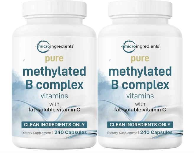 Micro Ingredients 메틸화 비타민 B 컴플렉스 240 캡슐 11in1 포뮬러 메틸폴레이트 비타민B12 이노시톨 콜린 비타민C Non-GMO, 2개, 240정 - 쿠팡