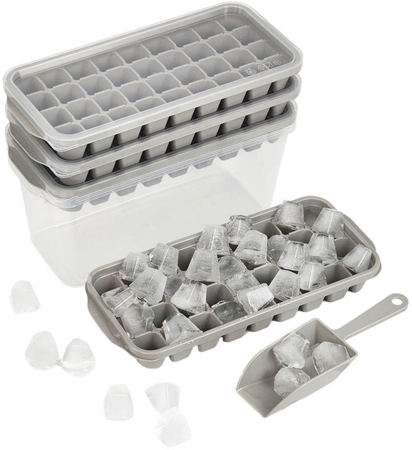 자이티 얼음쏘옥 얼음 트레이 얼음틀 36구 4개 + 얼음통 + 스쿱 세트, 그레이, 1개