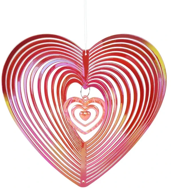 하트 바람 스피너 매달린 장식품 조류 억제 포수 회전 차임 홈 가든 야외 장식, [05] red heart