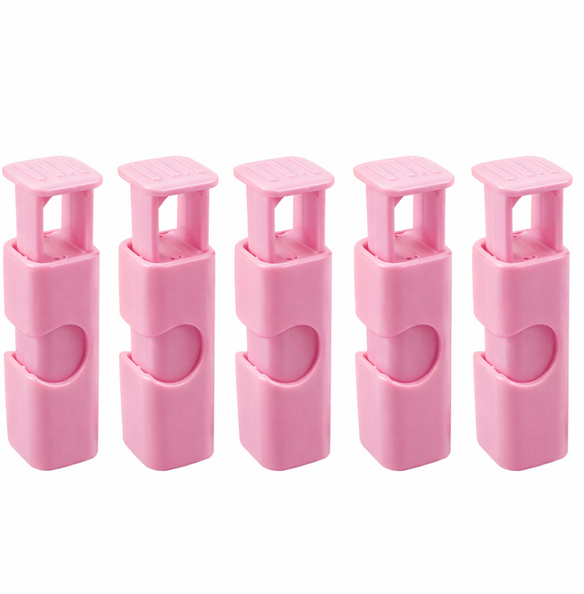 우후 1초 원터치 밀봉 클립, 핑크, 5개