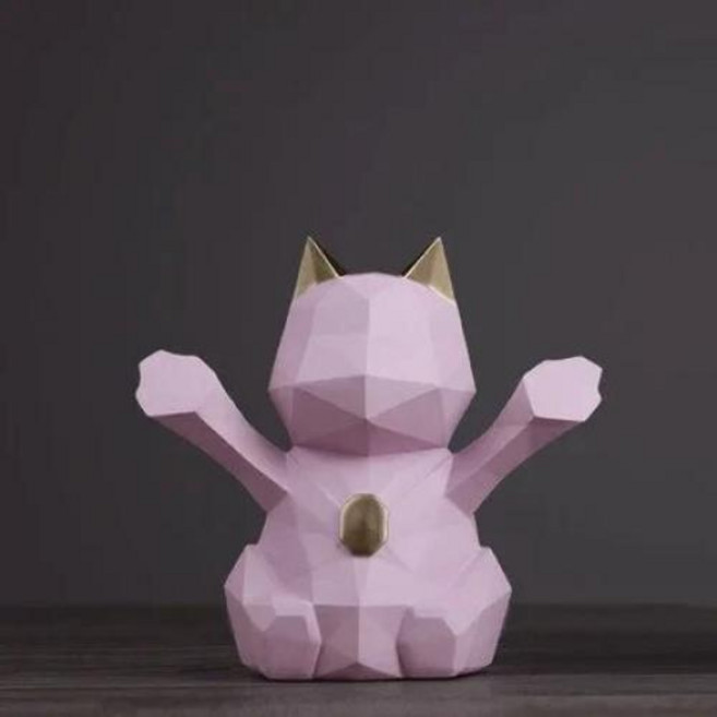 페이퍼크래프트 동물 장식 북유럽 3D 스테레오 기하학적 행운의 고양이 공예 송진 홈 오피스 데스크탑 피규어 마스코트 생일 선물, 4.style4-S
