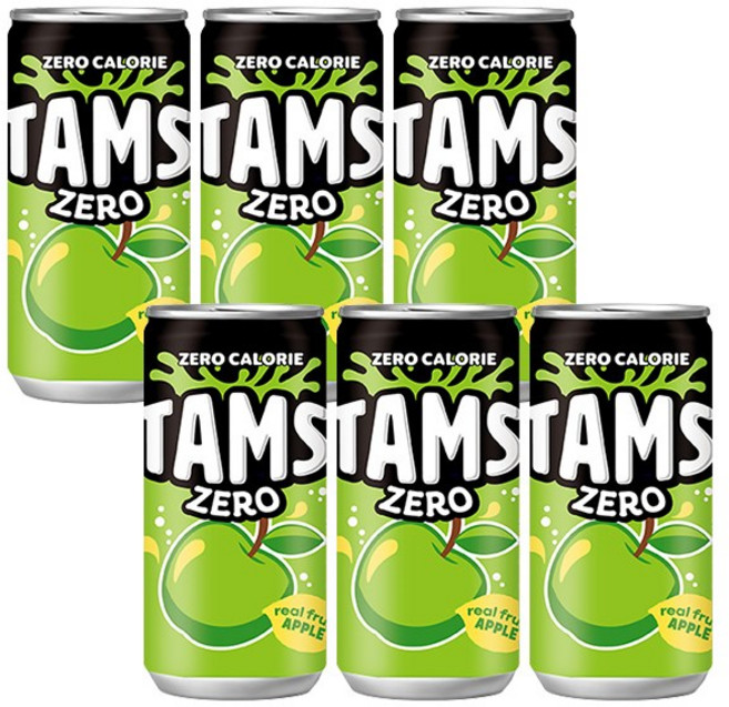 롯데칠성 탐스 제로 사과, 210ml, 6개