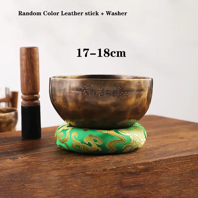 보름달 황동 네팔 수제 티베트 노래 그릇 불교 명상 큰 소리 차크라 악기 선물, 02 17-18cm, 1개