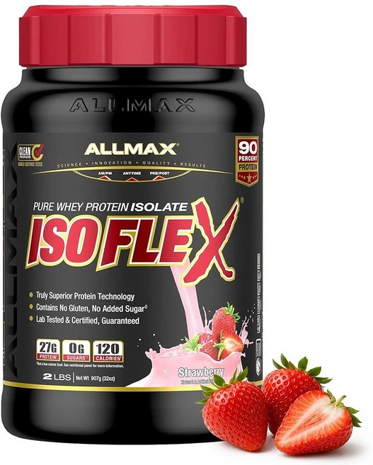 Allmax 올맥스 ISOFLEX 분리유청 단백질 파우더 0.9kg 단백질보충제, 올맥스 2파운드(1팩), 딸기, 1개 - 쿠팡