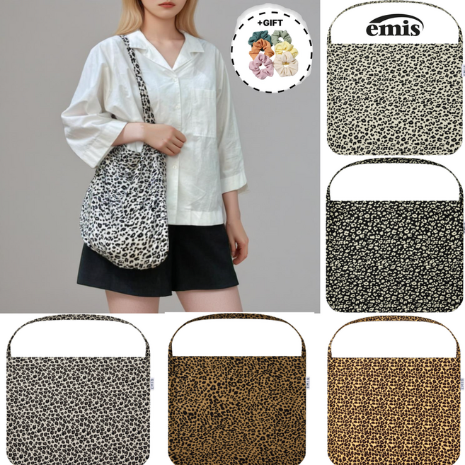[브랜드정품] 이미스 EMIS 뉴 레오파드 코듀로이 캐쥬얼에코백 연예인 호피 여름 편한 브랜드 데일리 여성가방 대학생 20대 30대 가벼운 사각