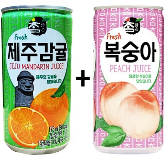 참맑은 제주감귤 175ml(30캔) + 참맑은 복숭아 175ml(30캔), 60개, 175ml