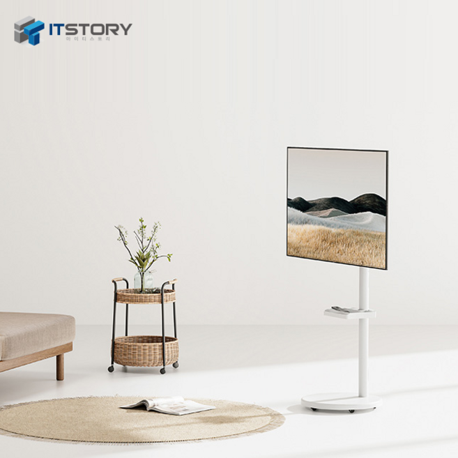아이티스토리 FS-2200 32인치 43인치 이동형 프리미엄 스탠드, 1개, 화이트