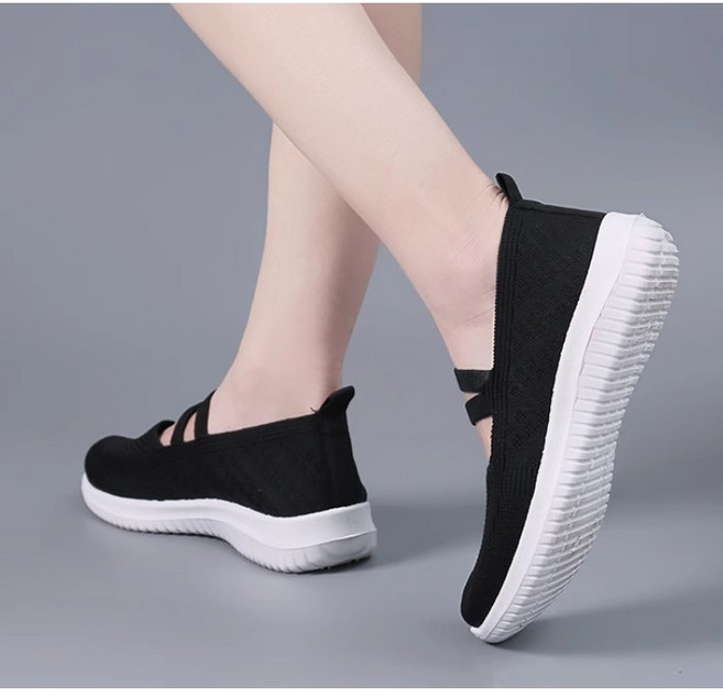 가벼운 워킹화여성용 메리제인 슈즈 슬립온 플랫 메쉬 컴포트 엄마 캐주얼화