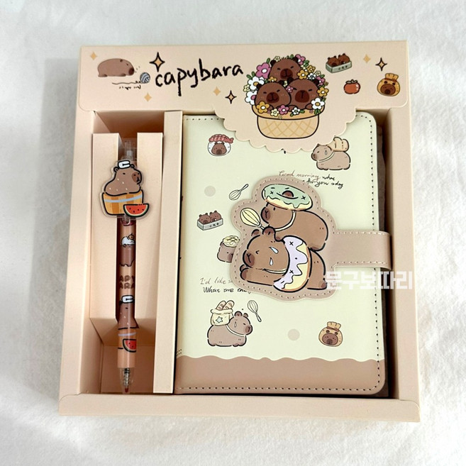 문구보따리 라부부 카피바라 다이어리 다꾸 다이어리꾸미기세트, 카피바라_도넛, 1개