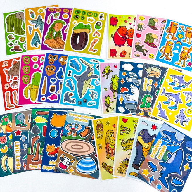 이탈리안 브레인롯 Italian brainrot 코디 스티커 24매 S0805, 혼합색상