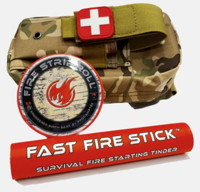 프로캠텍 캠핑 착화제 세트 스틱 롤 가방 불쏘시개 연료 파이어스트립롤 불멍 캠프파이어, 파이어스틱 KIT, 1개