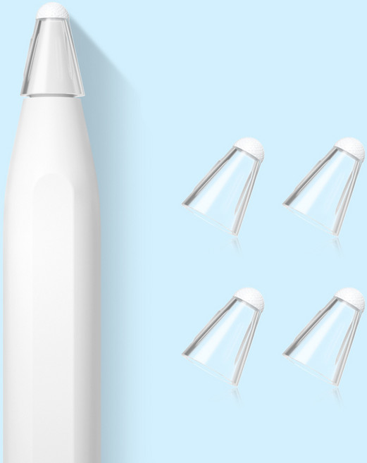 이사로 애플펜슬 펜촉 보호캡 패브릭 팁 커버 무소음 케이스 9종 4p 8p입 호환, 투명 4p, 1세트