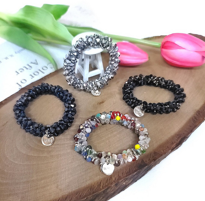 인조이박스 비즈 팔찌 예쁜머리끈 헤어끈 머리고무줄 LUNAR01