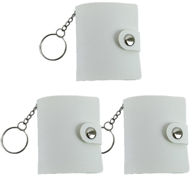 가죽 증사 바인더 3개 증명사진 보관 띠부씰 콜렉트북 미니 앨범 키링, 10매, 화이트