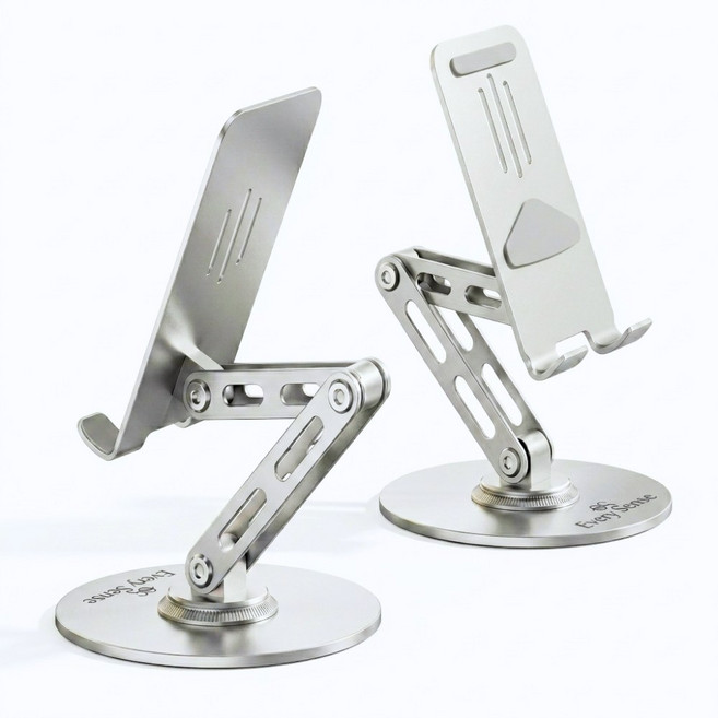 에브리센스 720도 풀메탈 3단 접이식 탁상용 핸드폰 태블릿 거치대, 1개, 라이트실버, ESR-101