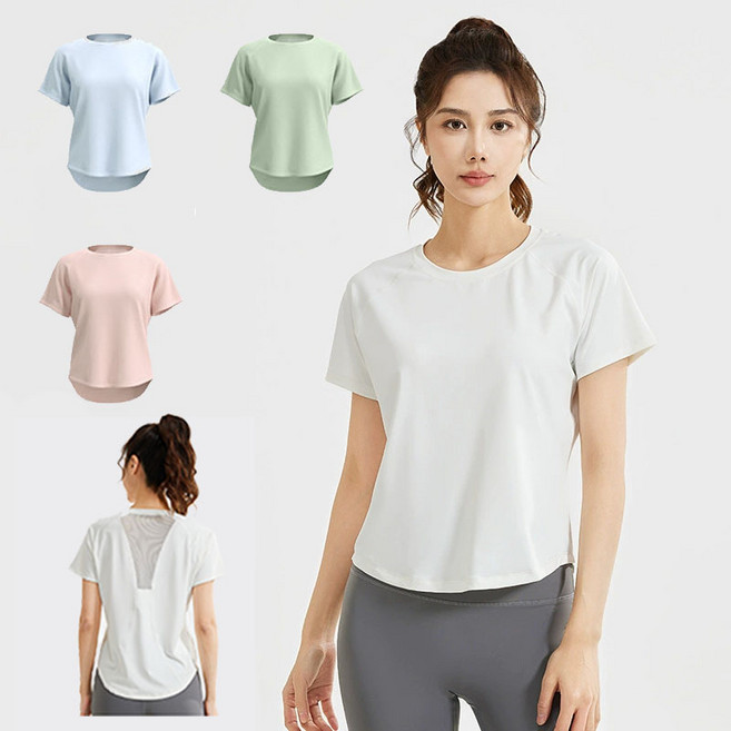 Emayfa여성 운동 반팔 티 런닝복 요가복