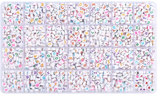 28칸 이니셜비즈 1400pcs 동그라미 컬러믹스 원형비즈