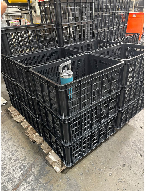 四格搬運箱 水果籃 塑膠箱 食品籃 置物籃 麵包箱 收納籃, 黑, 1個