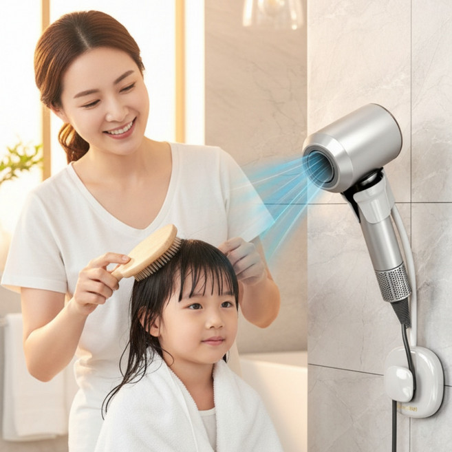 조아리빙 핸즈프리 드라이기거치대 화장대 욕실 드라이기 거치대, 화이트, 1개