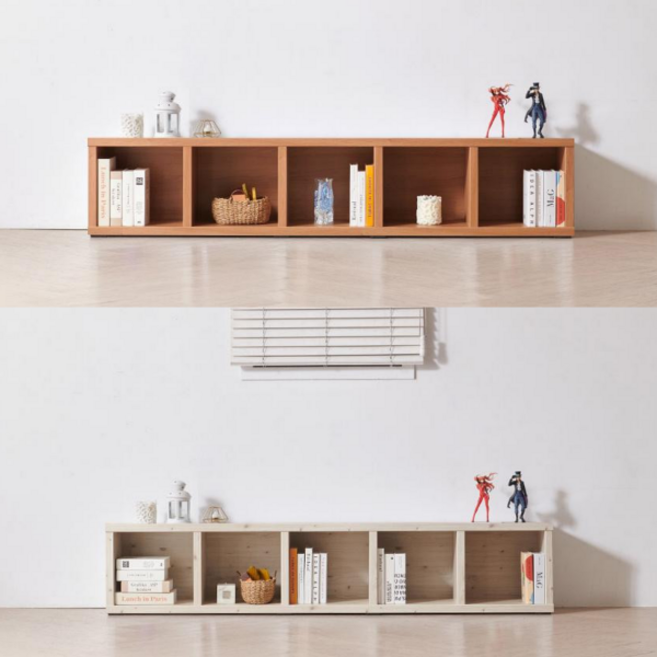 1단 가로 책장 오픈형 낮은 거실장 1600 2000 틈새 책꽂이 수납장, 화이트