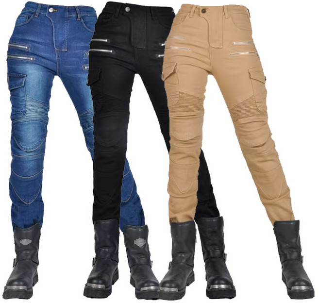 오토바이 바이크 여성 라이딩진 청바지 주름 보호대 힙가드 니가드 데님 팬츠 블랙 라이더, 보호대없음, 듀얼지퍼데님(여)/JES-5/블루