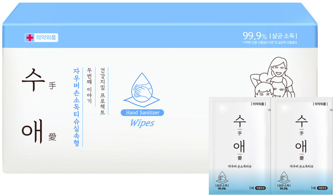 자우버 수애 손소독티슈, 1개, 100개입, 1g