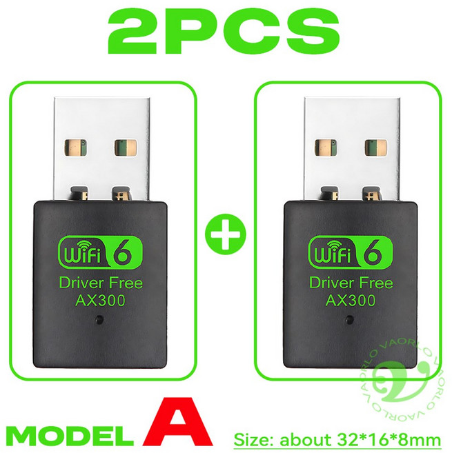 WIFI6 USB 무선 동글 드라이브 카드 어댑터 FI 802 PC 윈도우7 수신기 AX300 11AX 4GHZ 11 노트북 10 네트워크 미니 프리 WI, Model A 2PCS