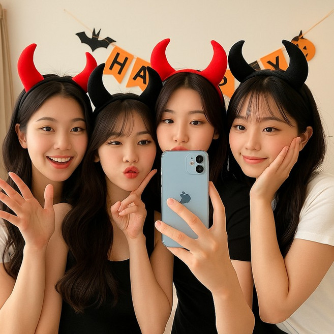 악마머리띠 월드컵 응원 대한민국 붉은악마 악마뿔 할로윈 코스튬 의상 장식 파티 헤어, 1개, 레드