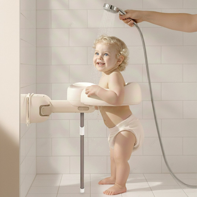 베베오브 아기 샤워 목욕핸들 휴대용 부착식, 1개, 베이지 크림
