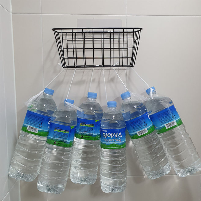 물때 곰팡이 안생기는 무타공 물빠짐 욕실선반, 블랙