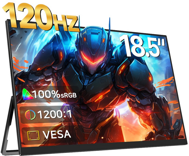 ZETYPE 터치 120Hz 휴대용 모니터 IPS 18.5inch 대화면 포터블 모니터 HDR UTouch, 46.99cm, 블랙-노터치