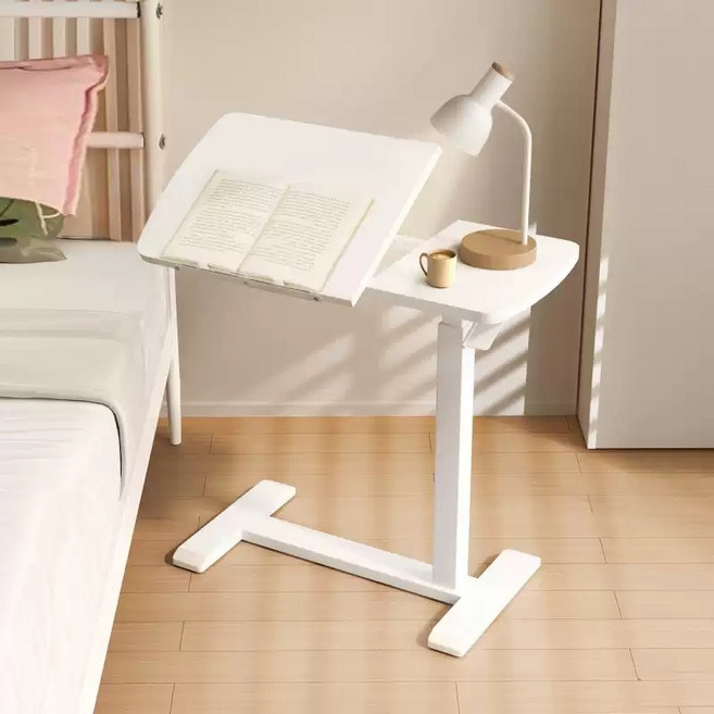 이동식테이블 이동식사이드테이블 사이드테이블 라메종하우스 이동식침대테이블 침대테이블 델핀리프트책상 침대사이드테이블, 화이트