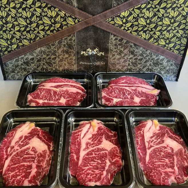 국내산 일품 등심 5구 고급선물가방세트 육즙가득 미친 마블링의 향연! 소고기 스테이크 구이, 1개, 1kg