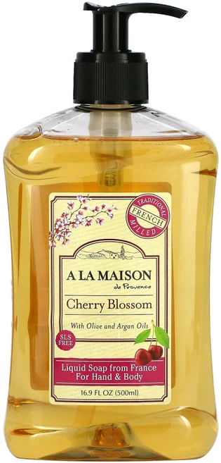 A La Maison de Provence 핸드 바디용 액상 비누 체리 블라섬 500ml(16.9fl oz) 2팩, 500ml - 쿠팡